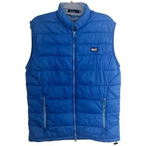 Johnnie O Hudson Puffer Vest •Men S• Riptide Blue Nylon Packable Zip EXC $148